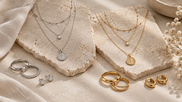 Silver-tone and gold-tone jewelry sets shown side by side