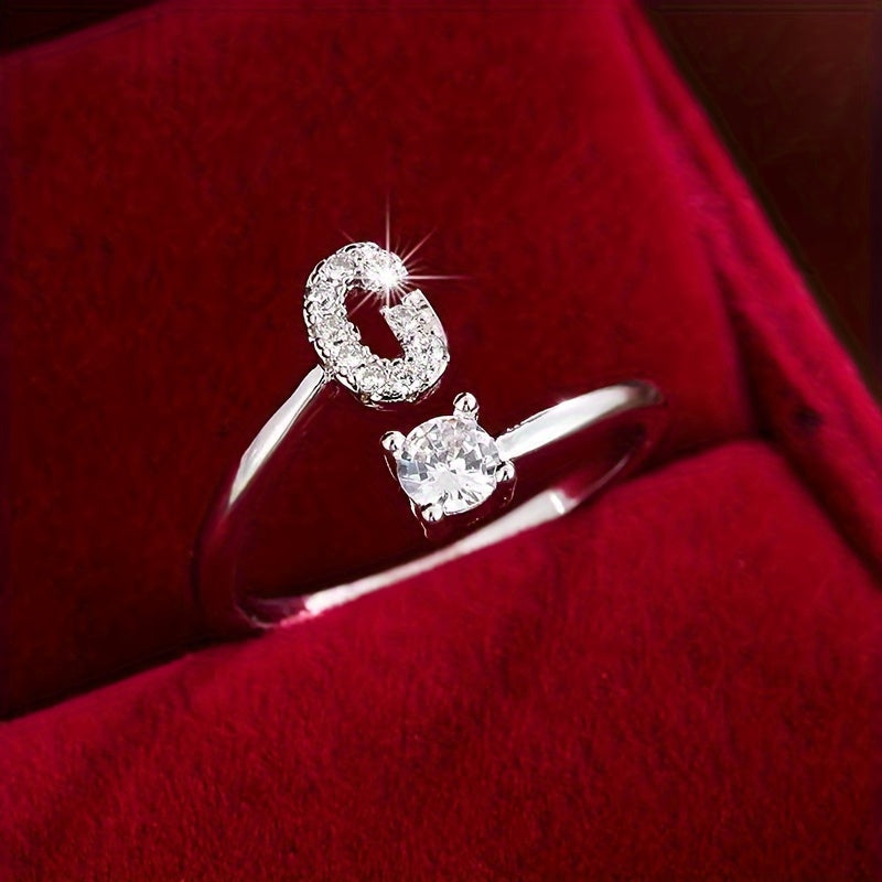Nova – Modern open ring with initial and cubic zirconias