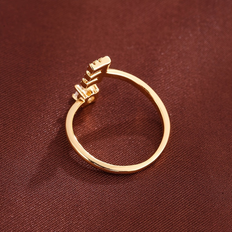 Nova – Modern open ring with initial and cubic zirconias