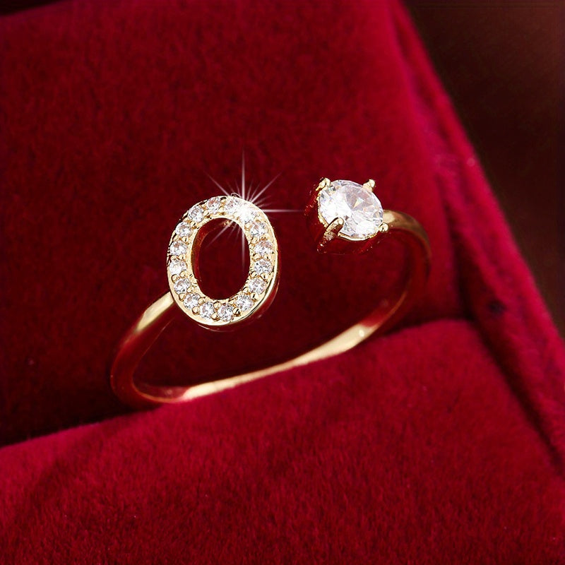 Nova – Modern open ring with initial and cubic zirconias