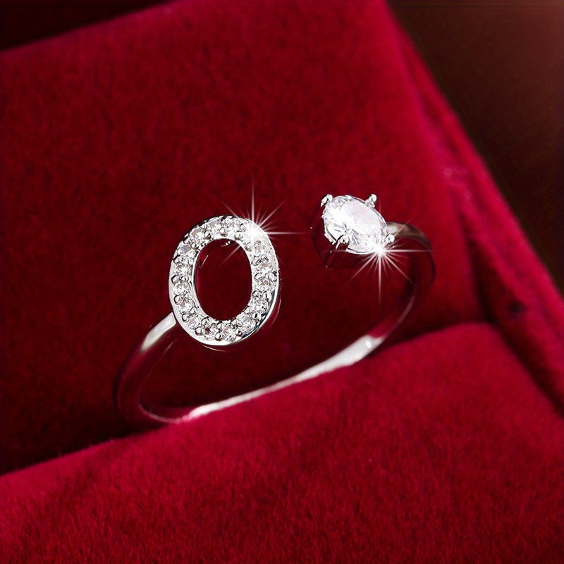 Nova – Modern open ring with initial and cubic zirconias