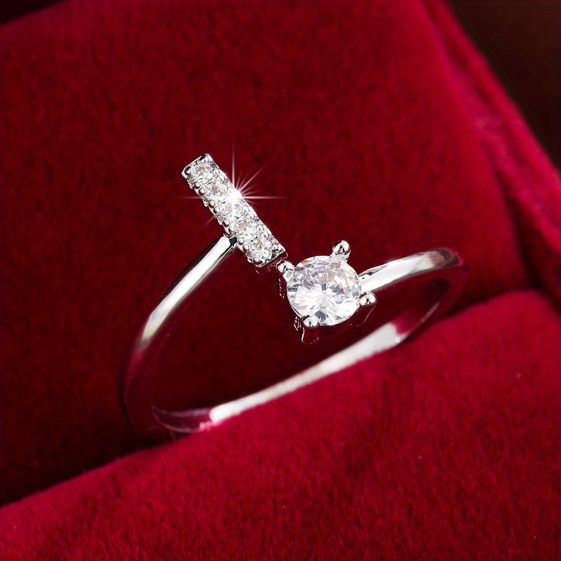 Nova – Modern open ring with initial and cubic zirconias