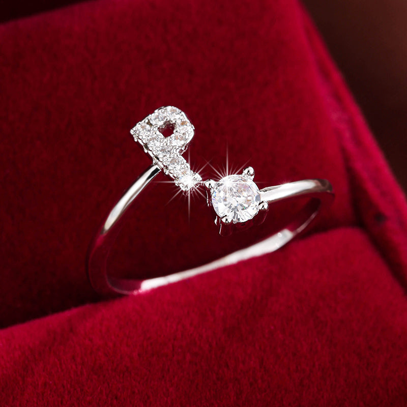 Nova – Modern open ring with initial and cubic zirconias
