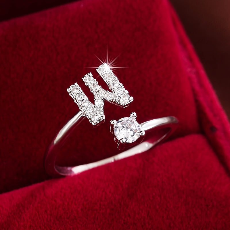 Nova – Modern open ring with initial and cubic zirconias