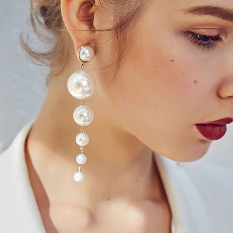 Pearl Cascade Earrings - Long Pearl Earrings