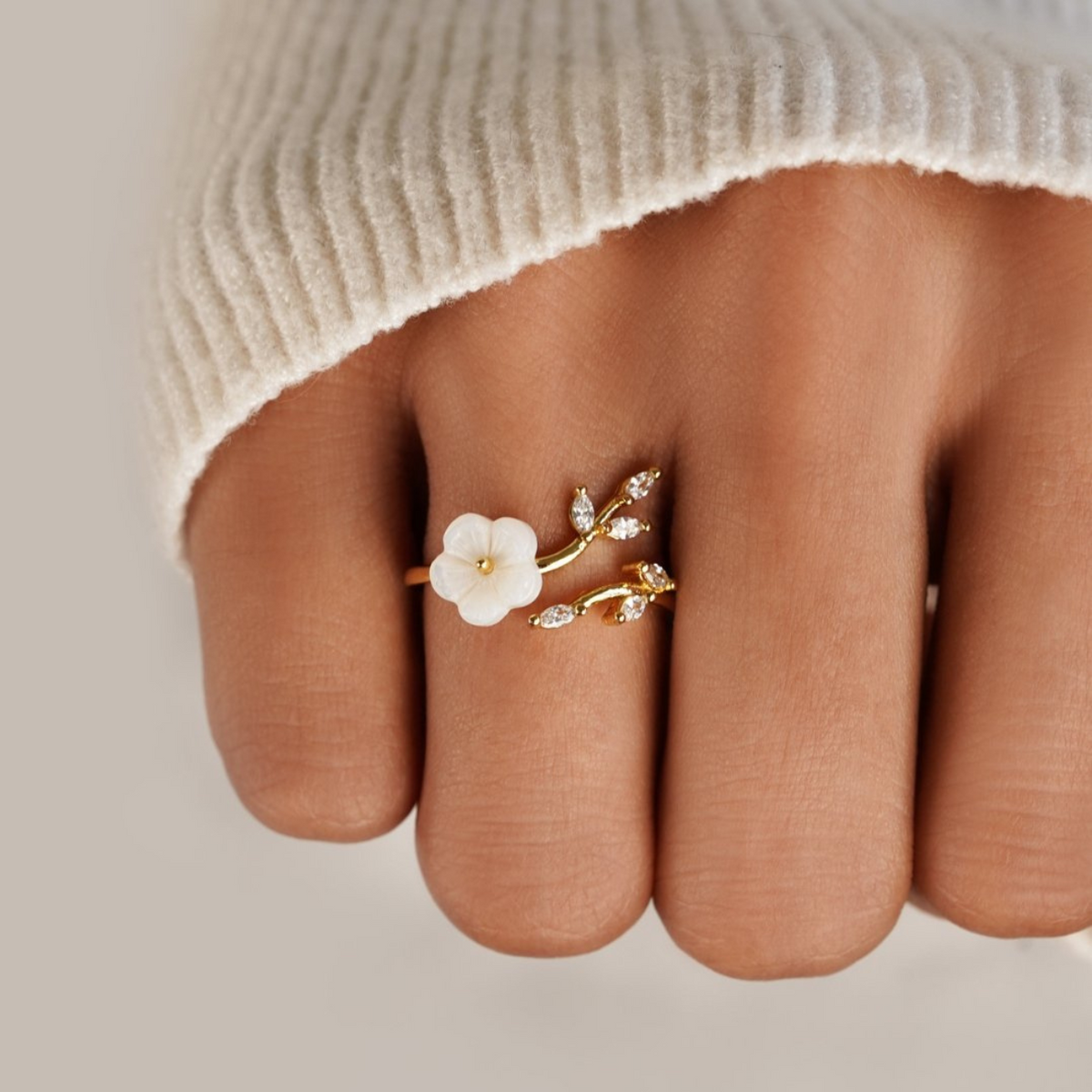 Wildflower Ring - Shell Crystal Petal Ring