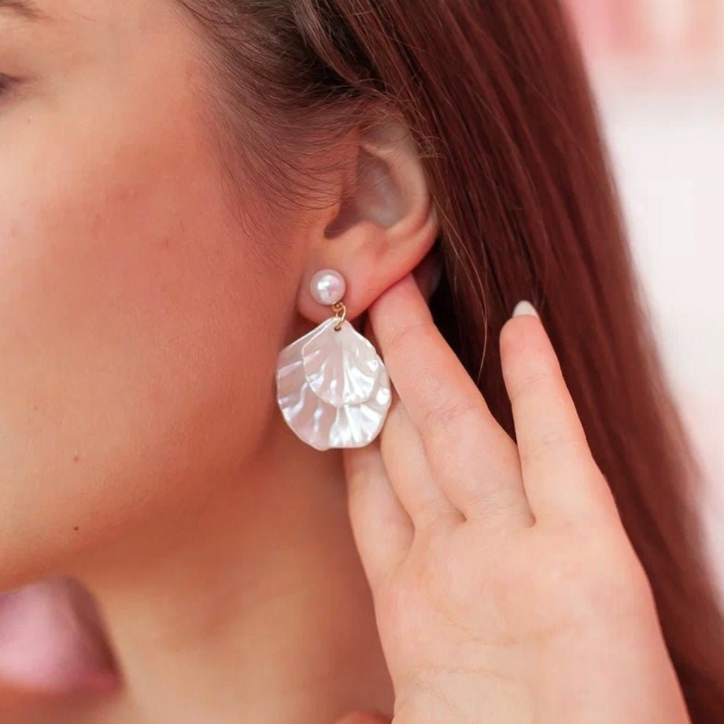 Shiny Pearl Shell - Drop Earrings