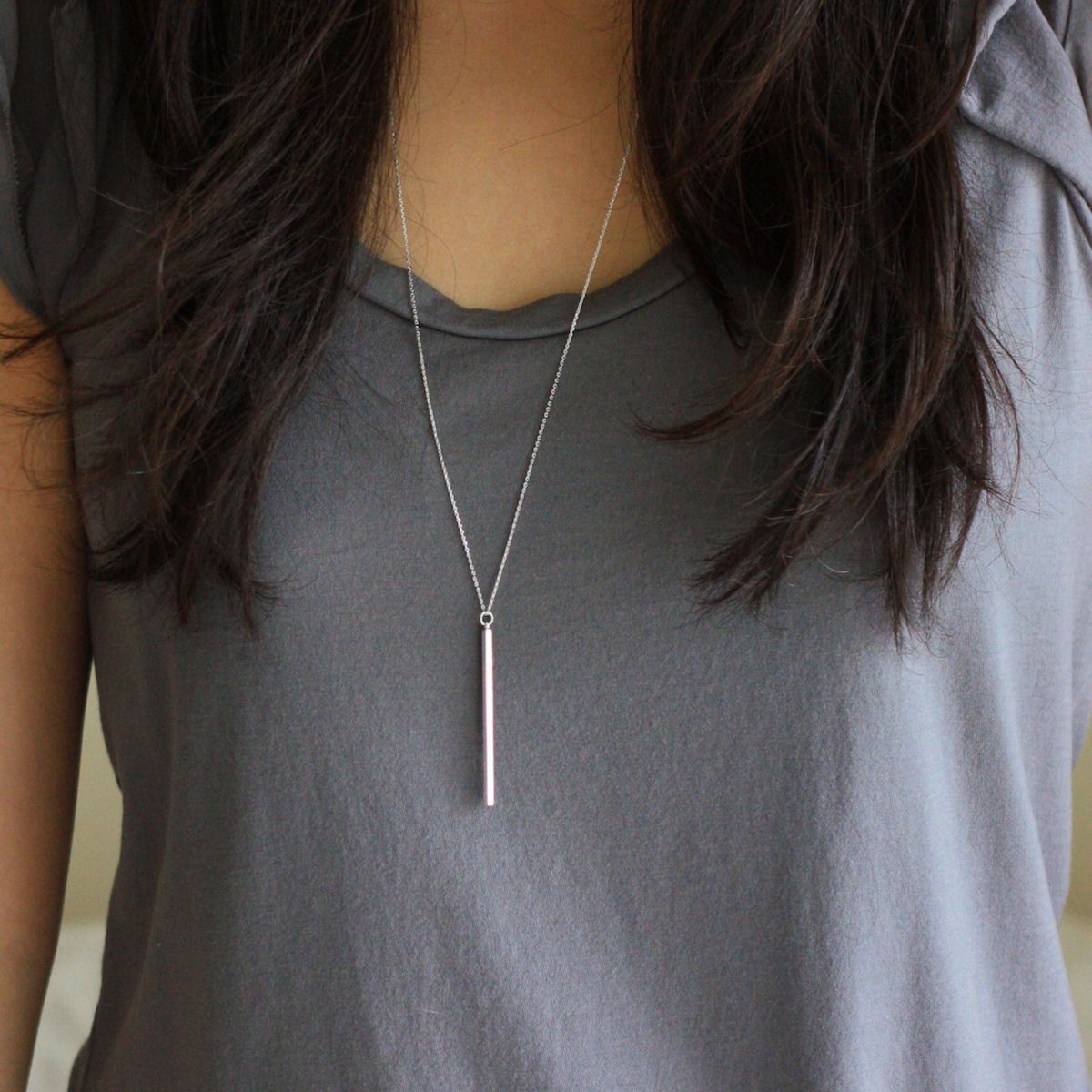 Thin Bar Necklace - Vertical Bar Necklace