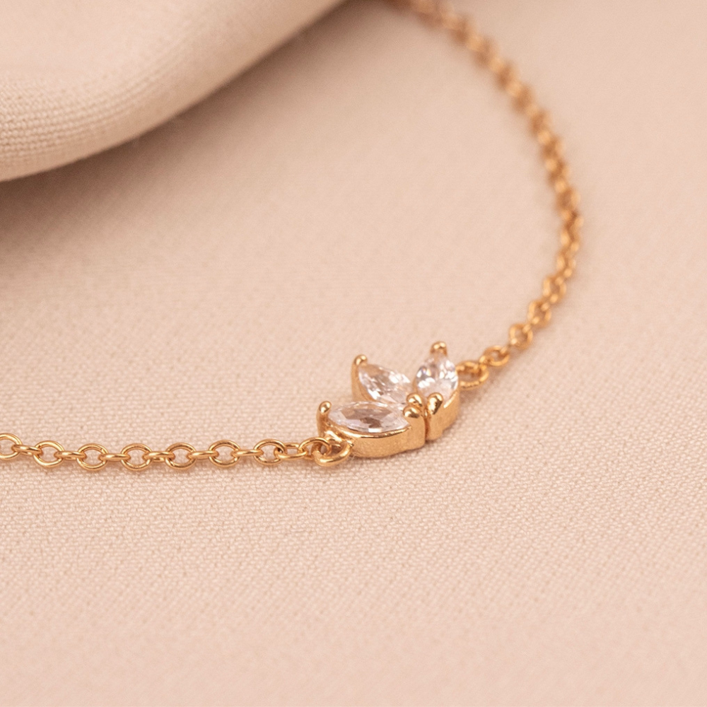 Three zirconia flowers - Chain bracelet