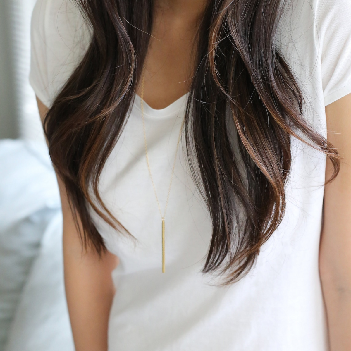 Thin Bar Necklace - Vertical Bar Necklace