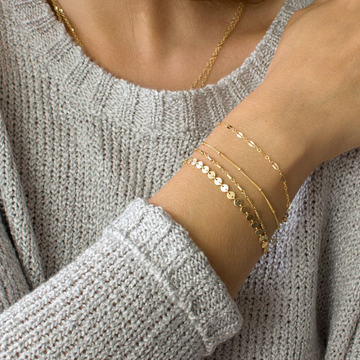Tubular Chain Disc Bracelet - Layered Bracelet Set