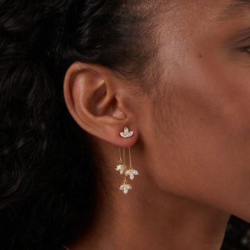 Maia - Crystal Earrings in Lotus Shape with Waterfall
