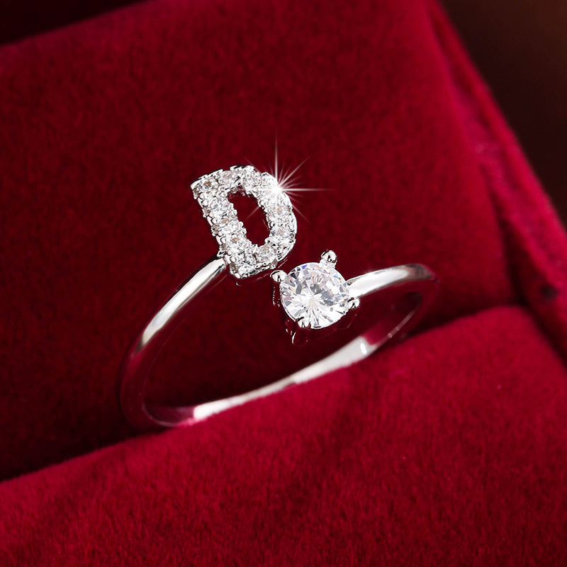 Nova – Modern open ring with initial and cubic zirconias