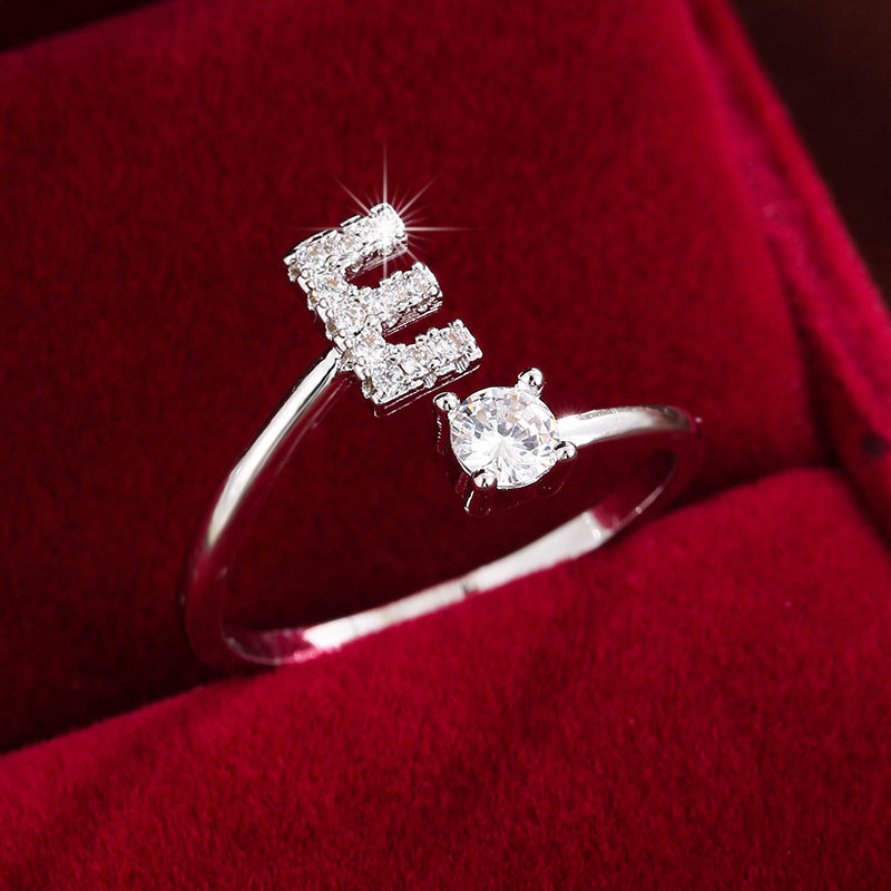 Nova – Modern open ring with initial and cubic zirconias