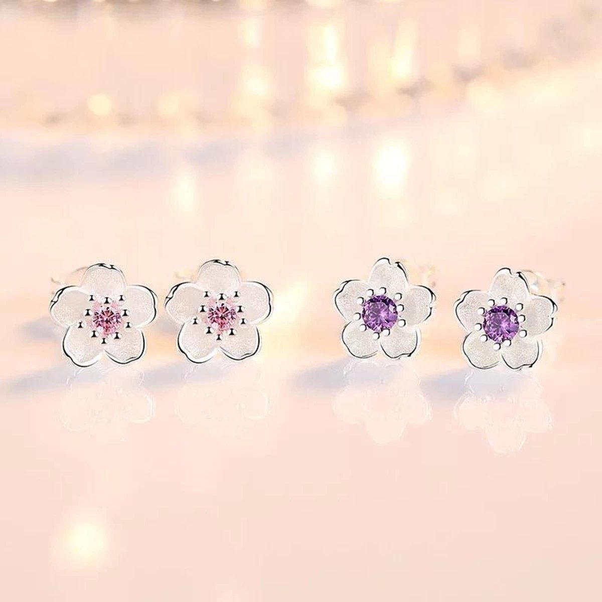 Holly - Silver Cherry Blossom Earrings